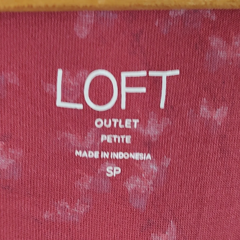 LOFT Outlet Red Floral Long Sleeve Blouse SP - Picture 5 of 9
